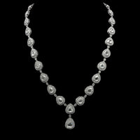 Diamond Cluster Drop Necklace — full length view