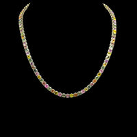 Multicolor Sapphire Tennis Necklace — full length view