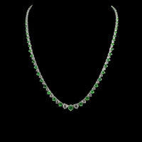 Emerald & Diamond Tennis Necklace — full length view