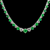 Emerald and Diamond Tennis Necklace, center detail