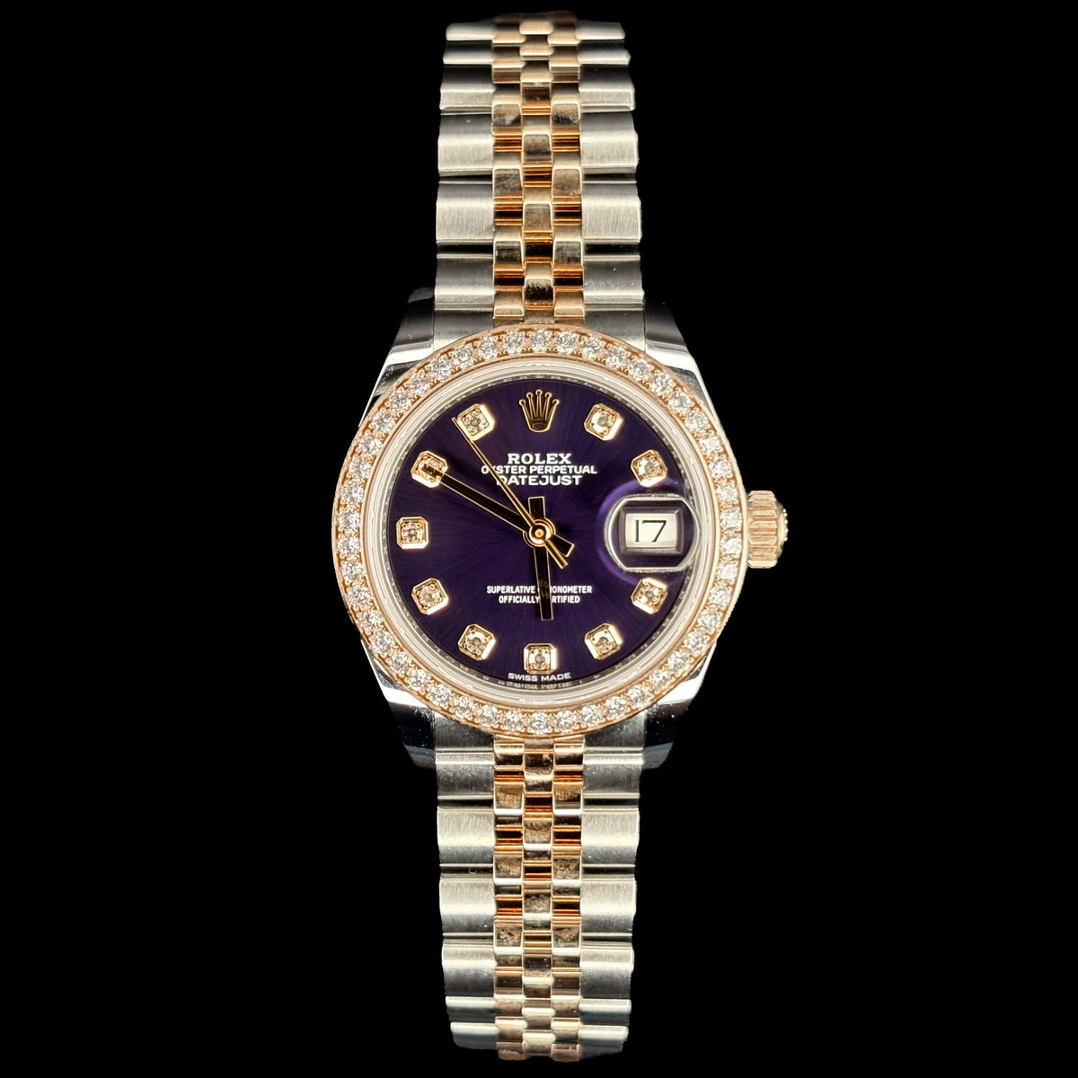 Pre-Owned Rolex Lady-Datejust 279381RBR, Two-Tone, Purple Diamond Dial