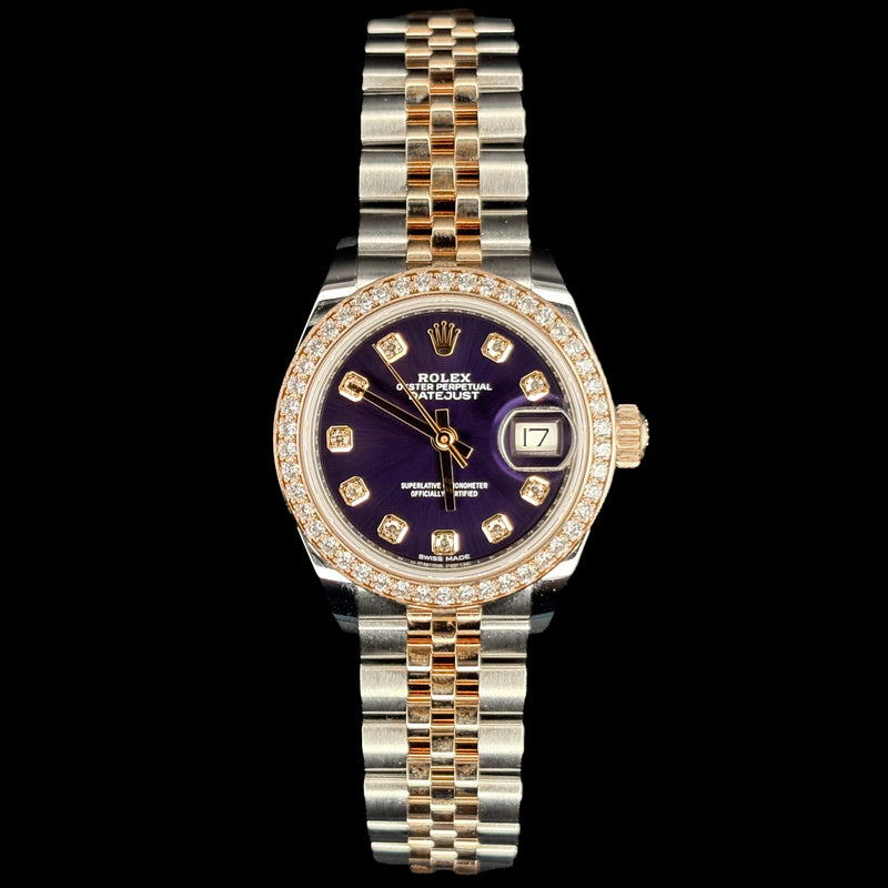 Pre-Owned Rolex Lady-Datejust 279381RBR, Two-Tone, Purple Diamond Dial