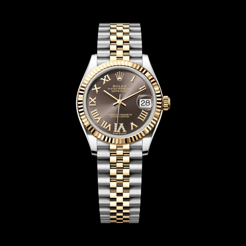 Rolex Datejust 31 278273: Yellow Rolesor, Dark Grey Diamond Dial, Jubilee Bracelet
