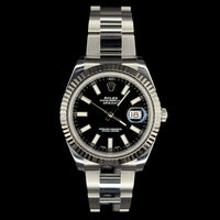 Pre-Owned Rolex Datejust 41 126334, Steel, Black Dial, Fluted White Gold Bezel