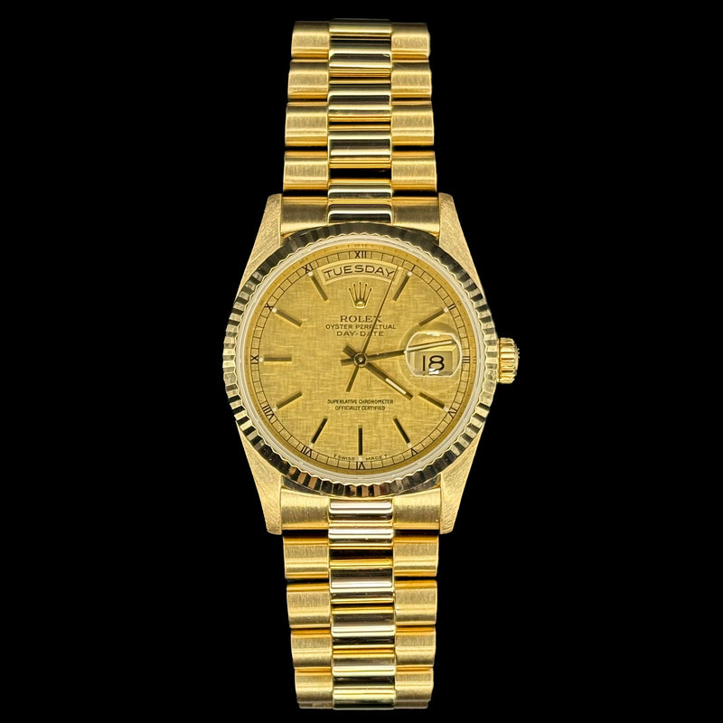 Pre-Owned Rolex Day-Date 36 18038, Vintage Yellow Gold, Linen Dial