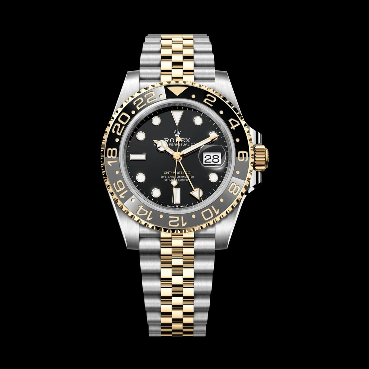Rolex GMT-Master II 126713GRNR: Oystersteel & 18k Yellow Gold, Black Dial, Jubilee Bracelet