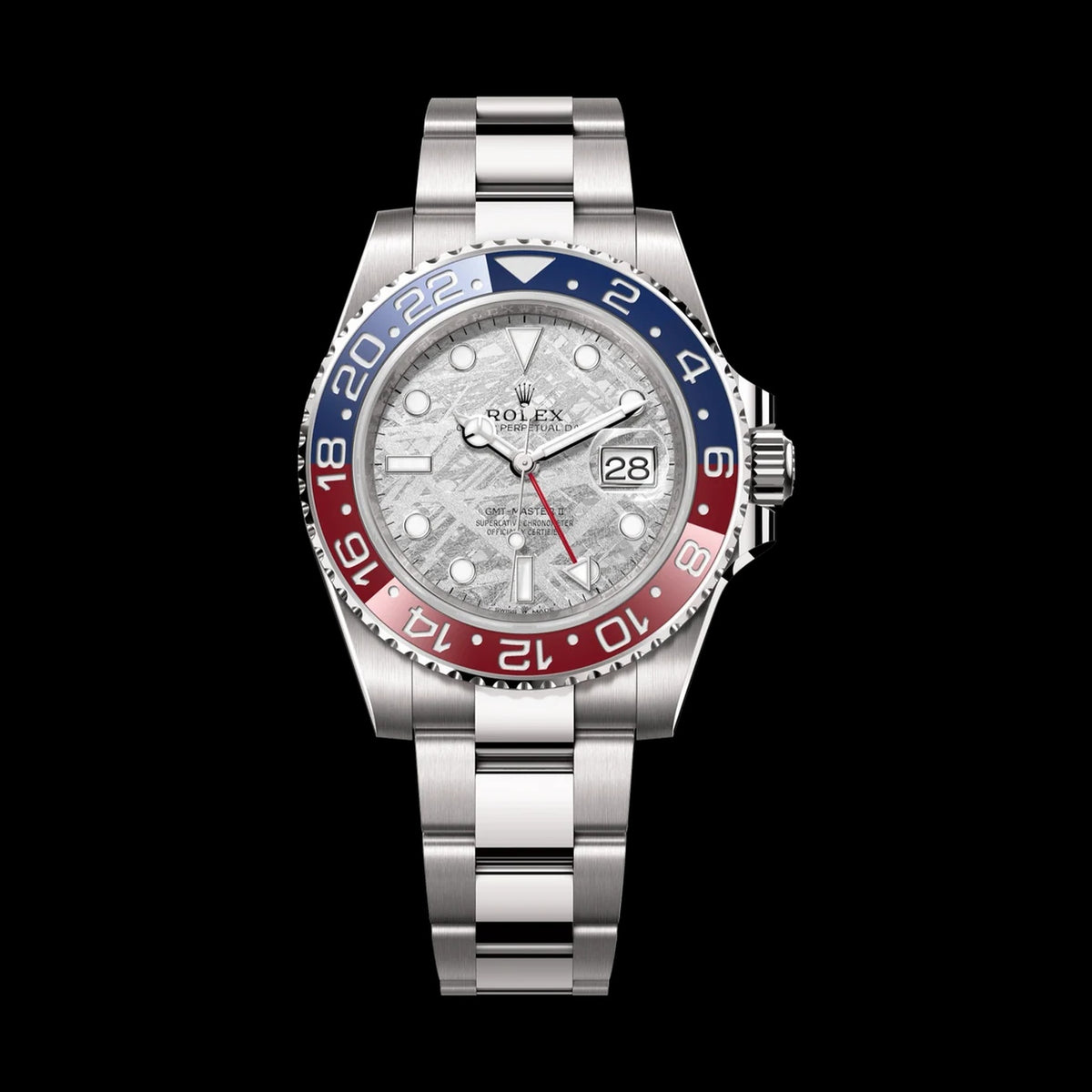 Rolex GMT-Master II 126719BLRO: 18k White Gold, Meteorite Dial, Oyster Bracelet