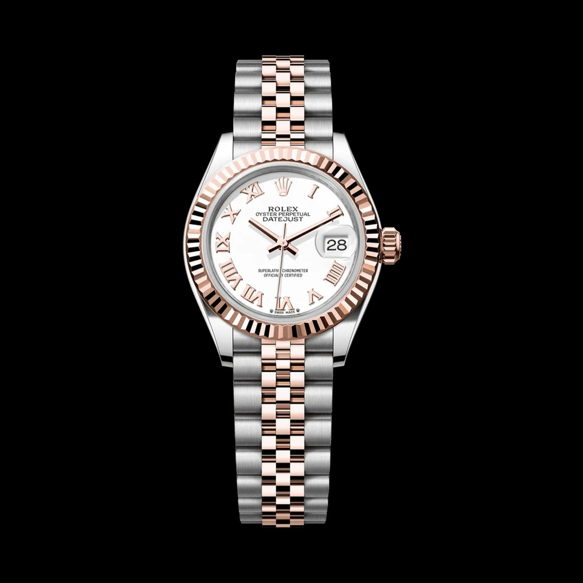 Rolex Lady-Datejust 28 279171: Oystersteel & Everose Gold, White Dial, Jubilee Bracelet