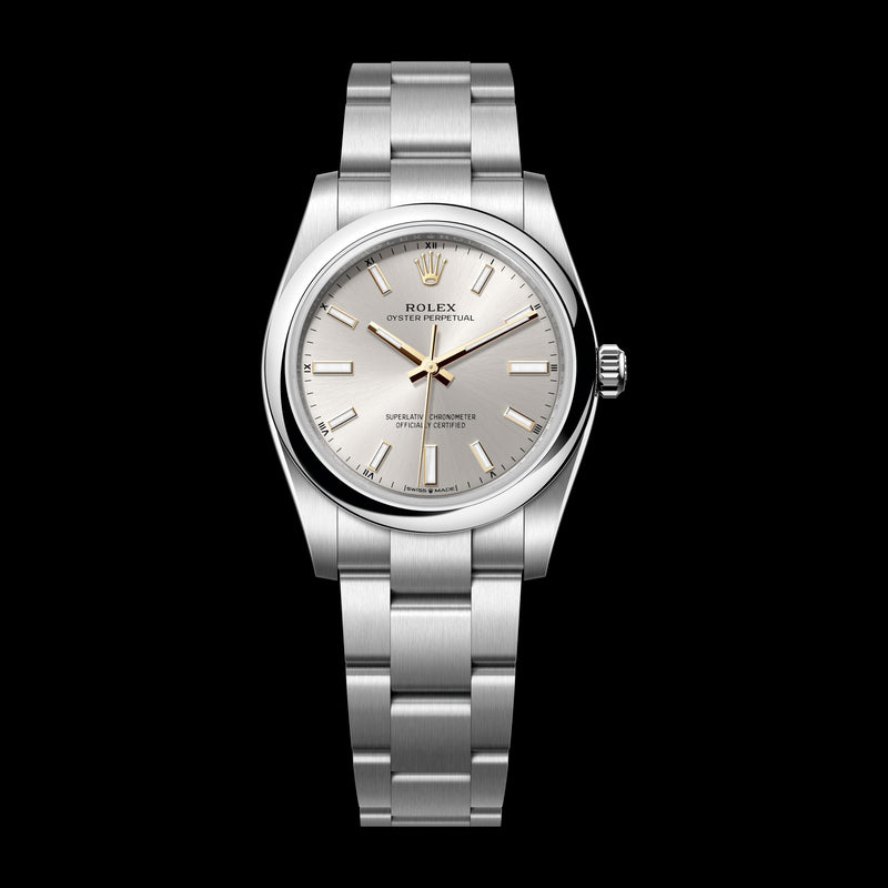 Rolex Oyster Perpetual 34mm 124200-0001: Oystersteel, Silver Dial, Oyster Bracelet