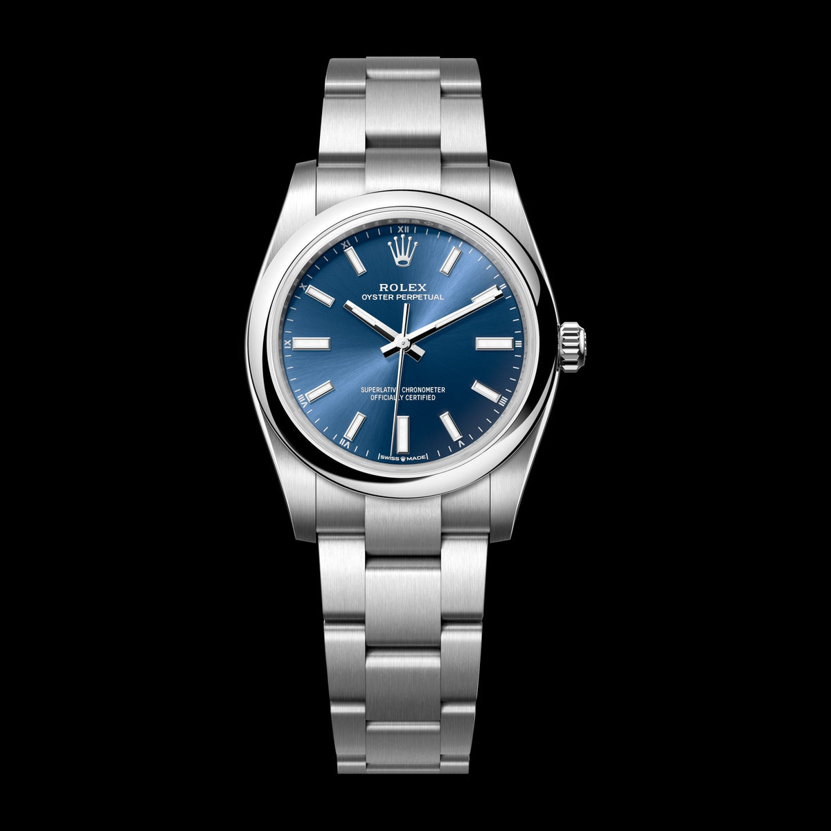 Rolex Oyster Perpetual 34mm 124200-0003: Oystersteel, Bright Blue Dial, Oyster Bracelet