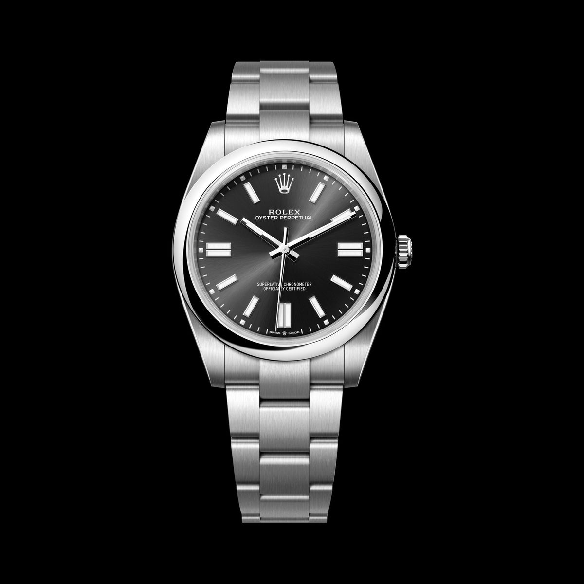 Rolex Oyster Perpetual 41mm 124300-0002: Oystersteel, Bright Black Dial, Oyster Bracelet