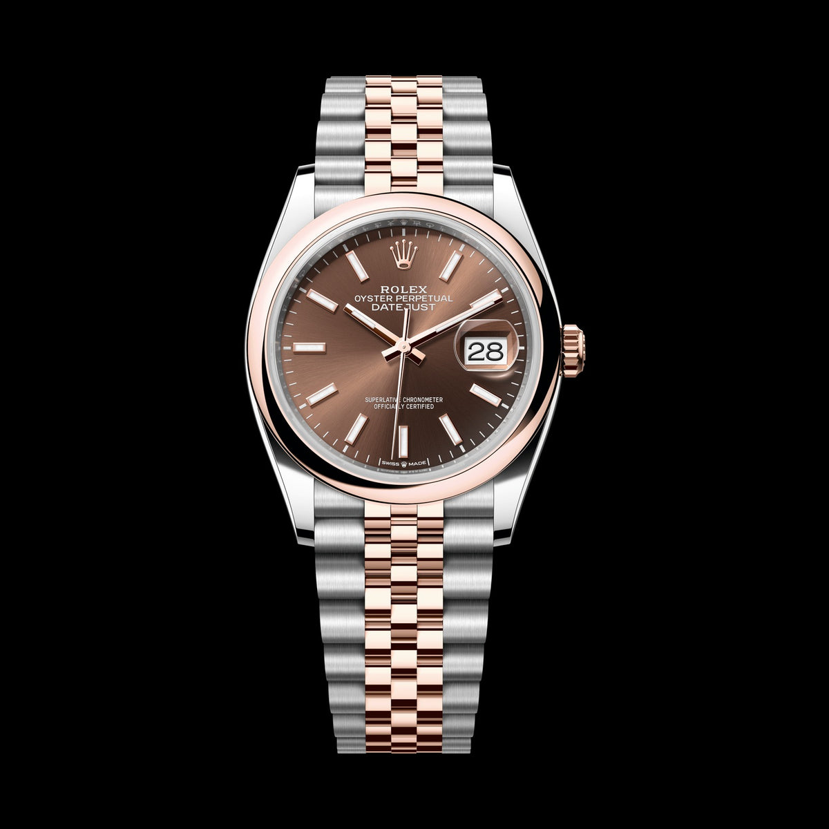 Rolex Datejust 36mm 126201-0043: Oystersteel & 18k Everose Gold, Chocolate Dial, Jubilee Bracelet