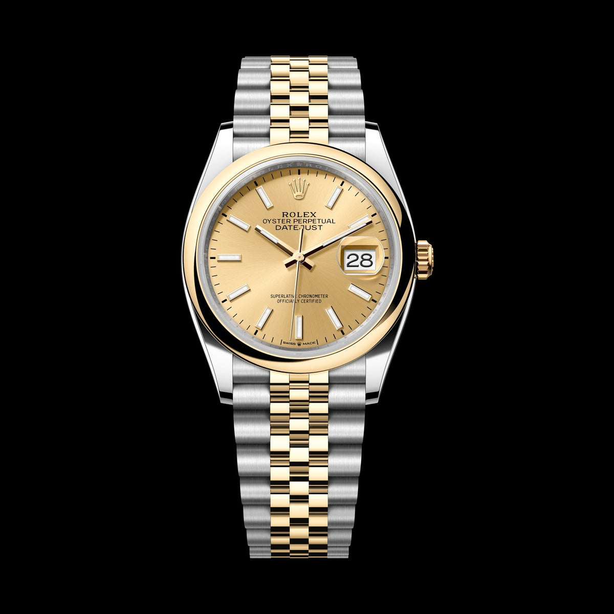 Rolex Datejust 36mm 126203-0015: Oystersteel & 18k Yellow Gold, Champagne Dial, Jubilee Bracelet