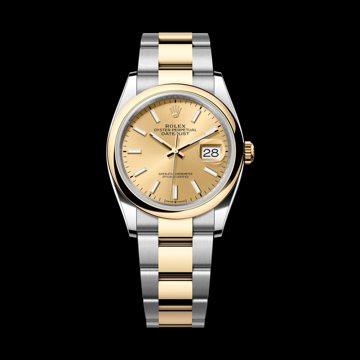 Rolex Datejust 36mm 126203-0016: Oystersteel & 18k Yellow Gold, Champagne Dial, Oyster Bracelet