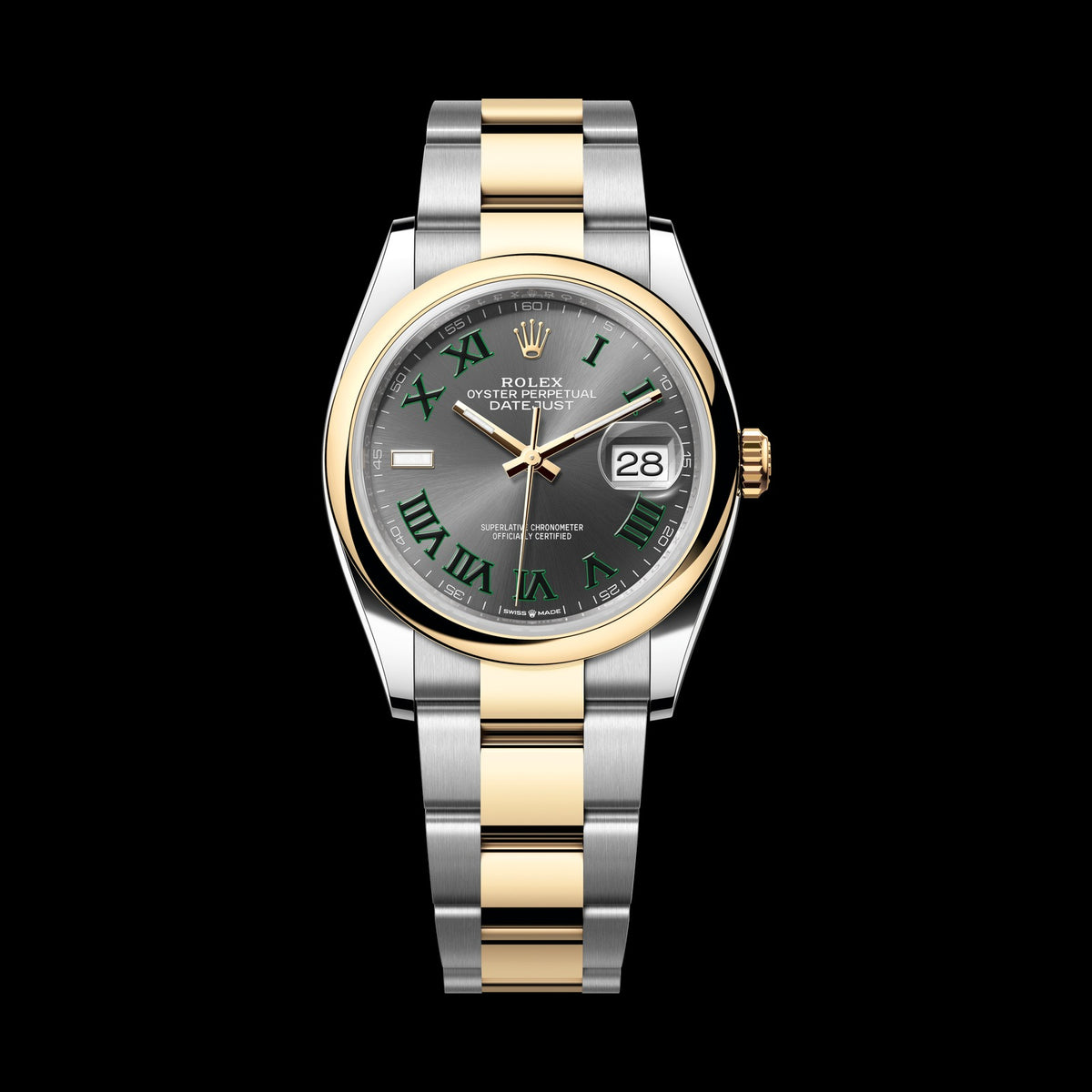 Rolex Datejust 36mm 126203-0036: Oystersteel & 18k Yellow Gold, Slate Dial, Oyster Bracelet