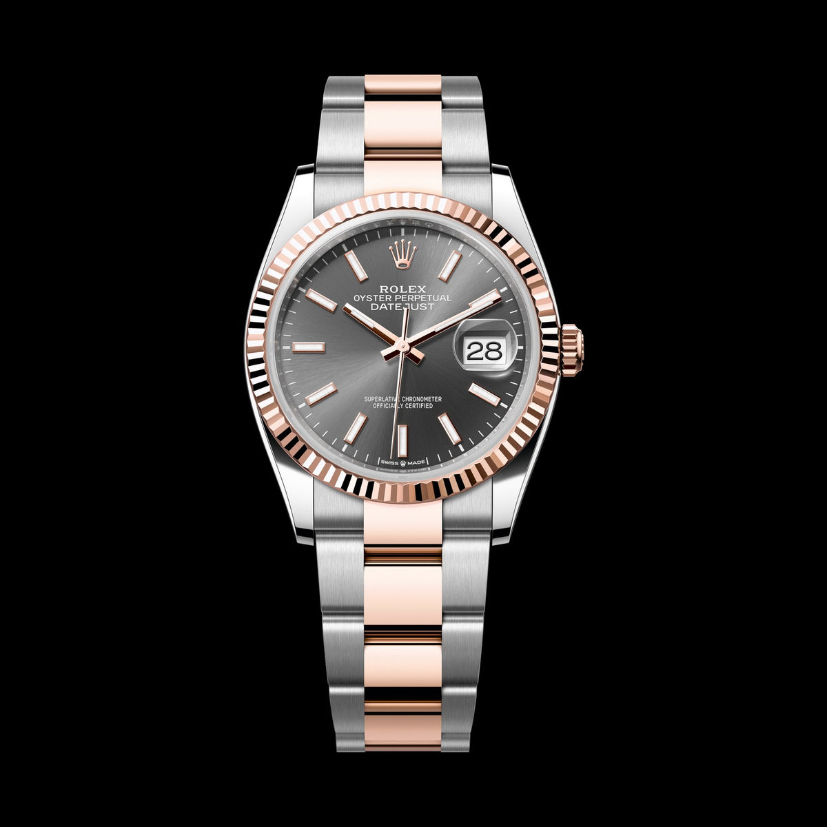 Rolex Datejust 36mm 126231-0014: Oystersteel & 18k Everose Gold, Gray Dial, Jubilee Bracelet