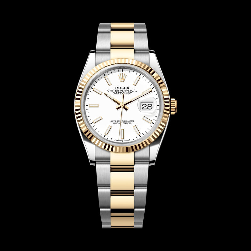 Rolex Datejust 36mm 126233-0020: Oystersteel & 18k Yellow Gold, White Dial, Oyster Bracelet