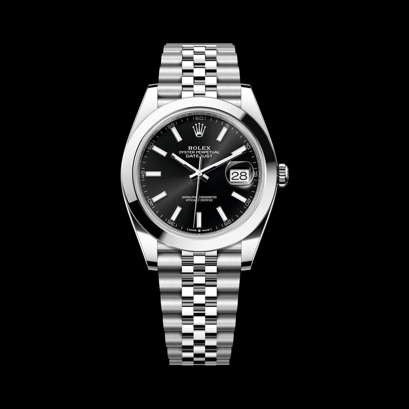 Rolex Datejust 41mm 126300-0012: Oystersteel, Bright Black Dial, Jubilee Bracelet