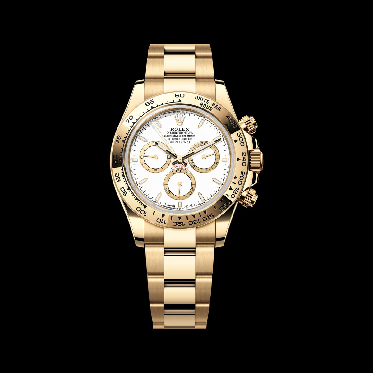 Rolex Daytona 40mm 126508-0001: 18k Yellow Gold, White Dial, Oyster Bracelet
