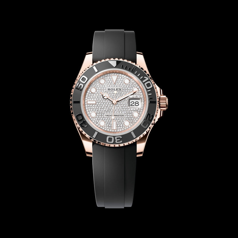 Rolex Yacht-Master 40mm 126655-0005: 18k Everose Gold, Diamond-Paved Dial, Oysterflex Bracelet