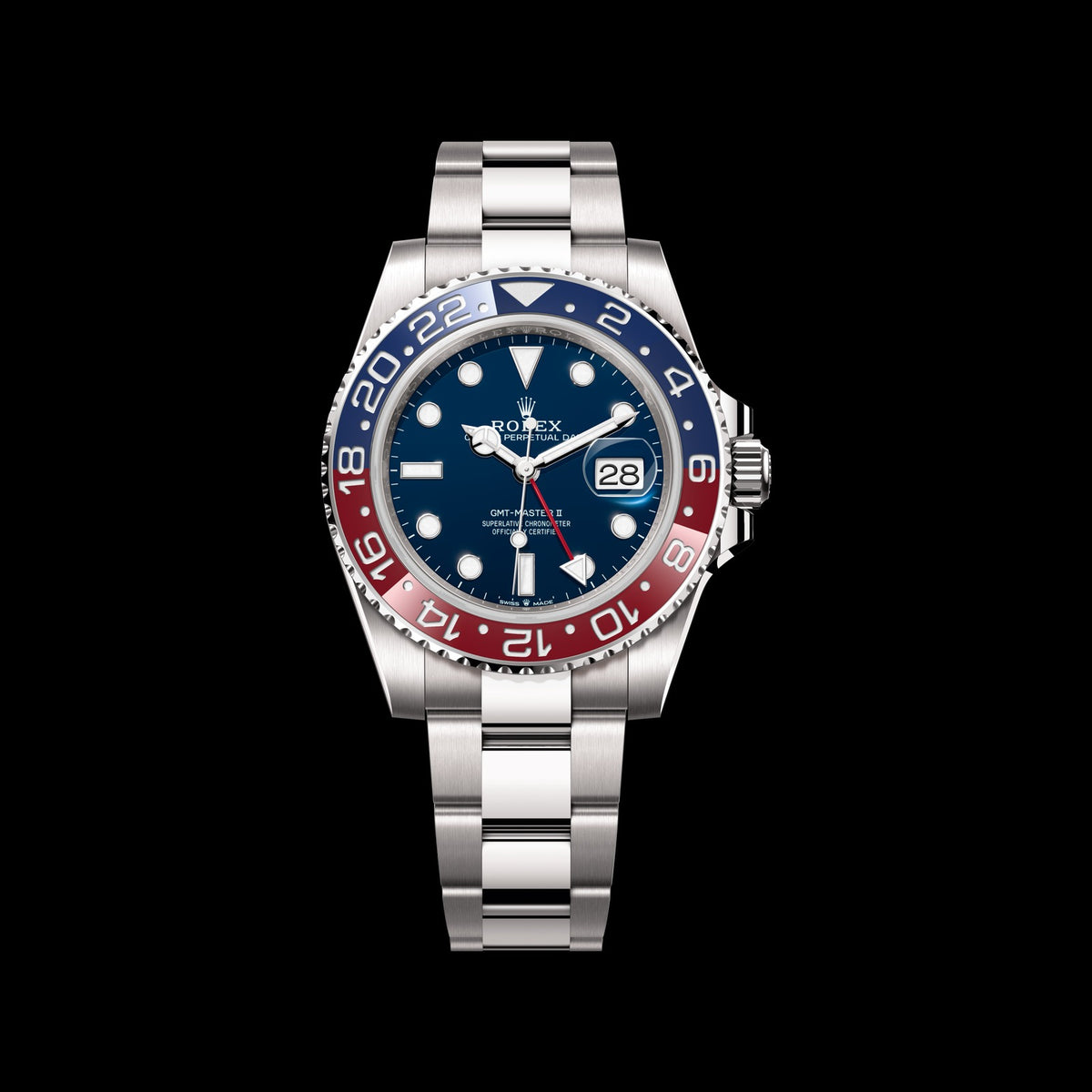Rolex GMT-Master II 40mm 126719BLRO-0003: 18k White Gold, Midnight Blue Dial, Oyster Bracelet