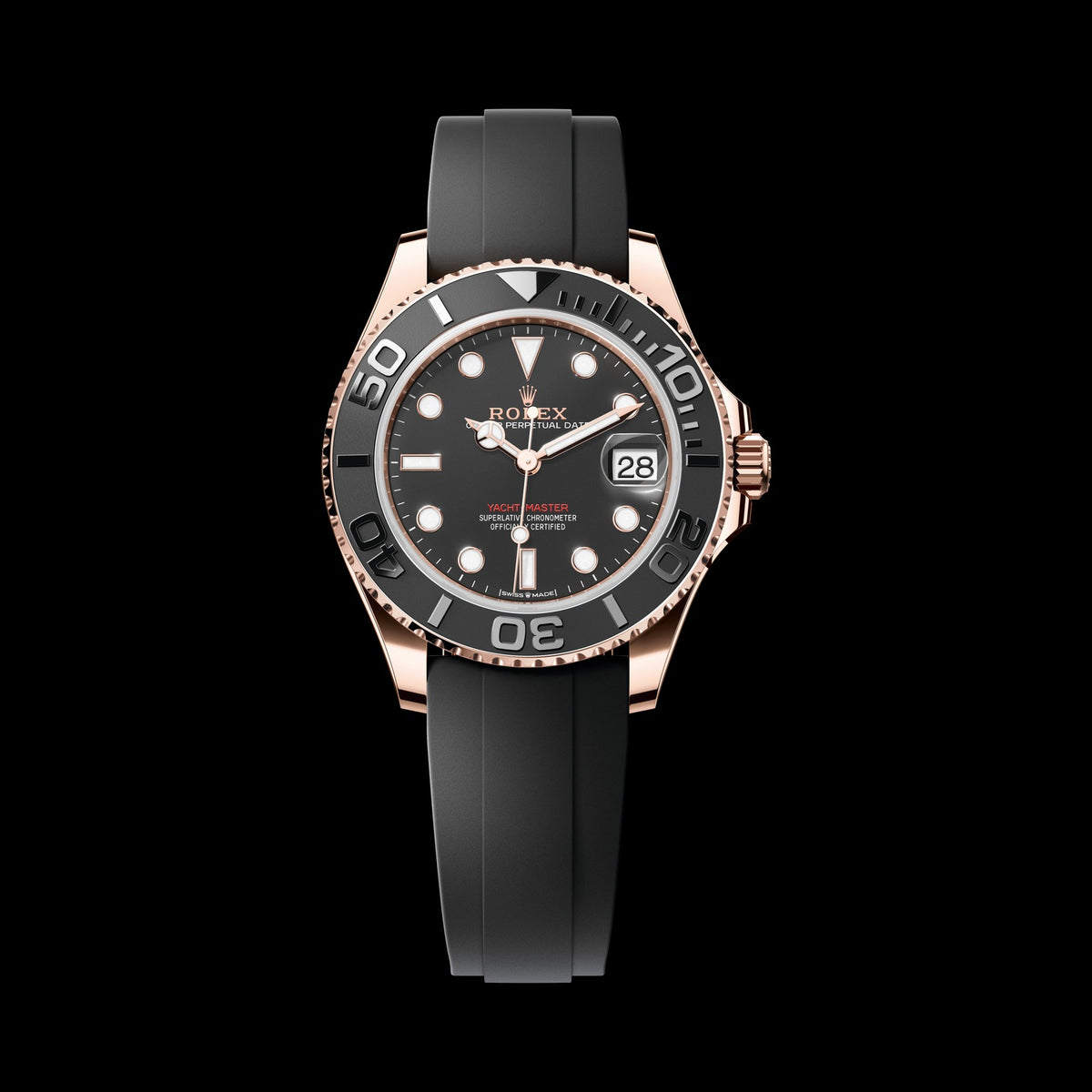 Rolex Yacht-Master 37mm 268655-0017: 18k Everose Gold, Intense Black Dial, Oysterflex Bracelet
