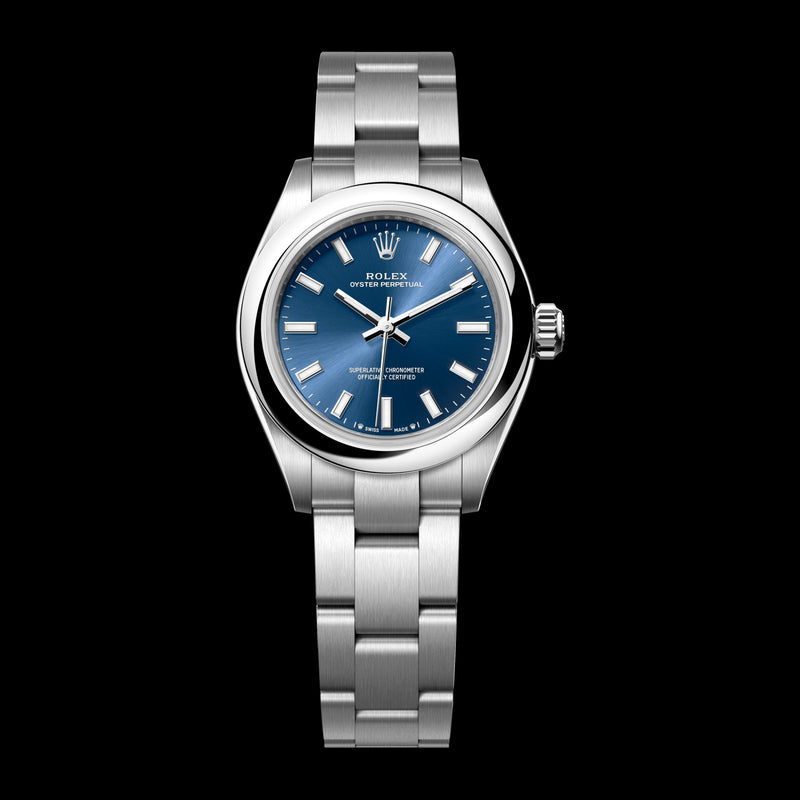 Rolex Oyster Perpetual 28mm 276200-0003: Oystersteel, Bright Blue Dial, Oyster Bracelet