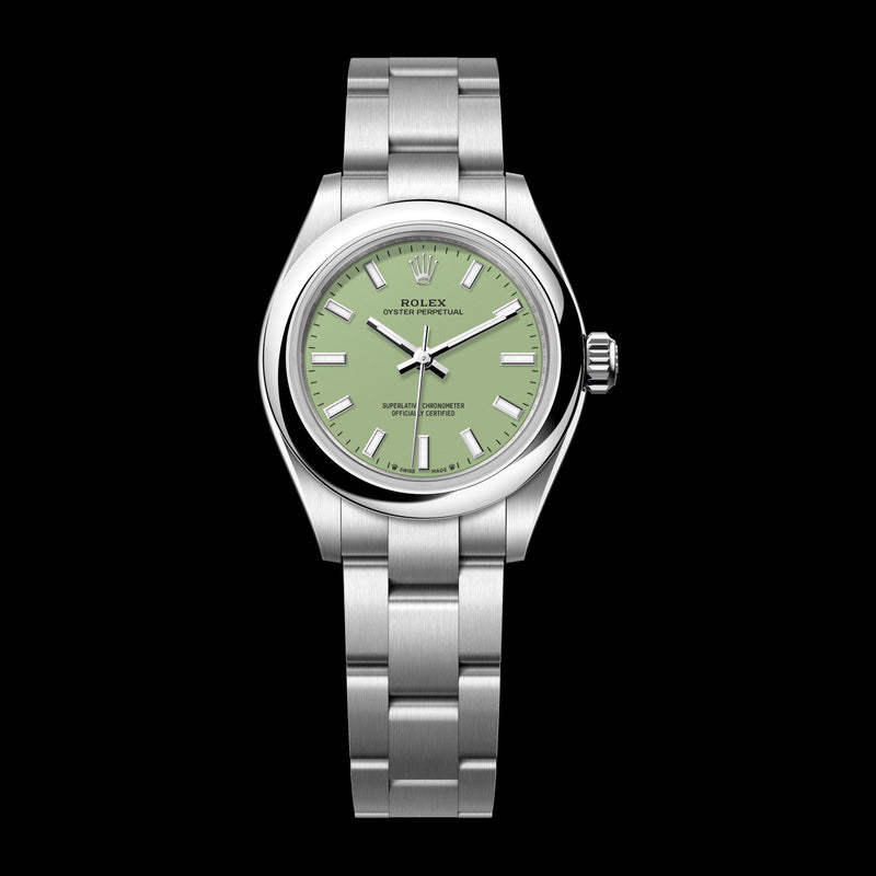Rolex Oyster Perpetual 28mm 276200-0006: Oystersteel, Pistachio Green Dial, Oyster Bracelet