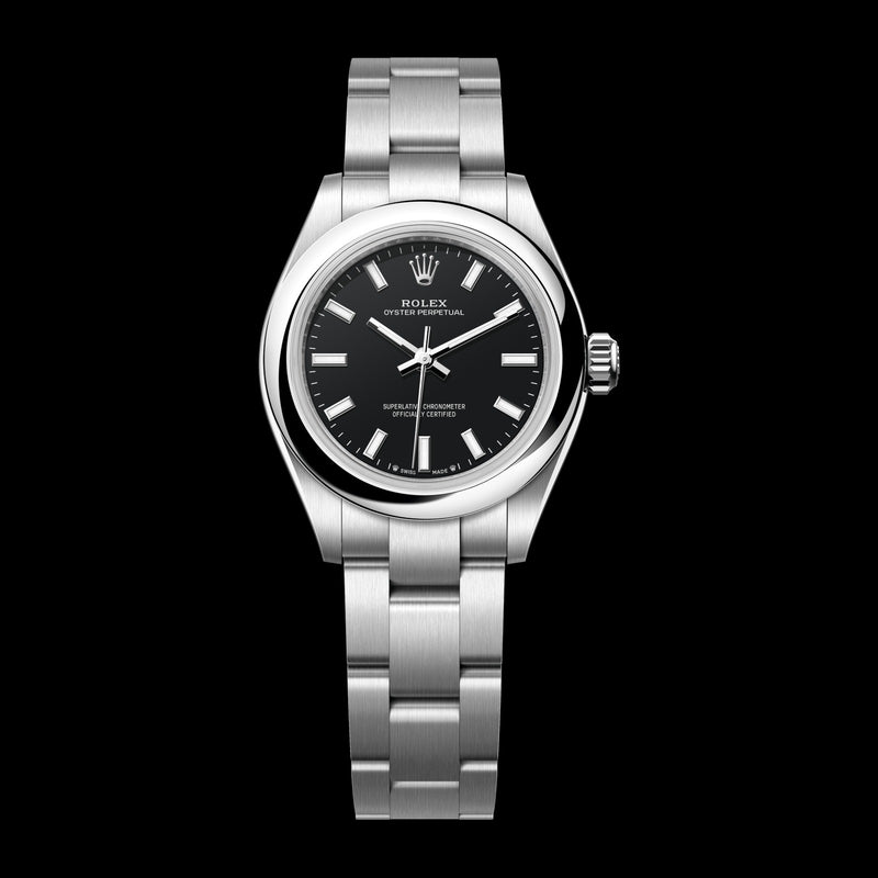 Rolex Oyster Perpetual 28mm 276200-0010: Oystersteel, Black Dial, Oyster Bracelet