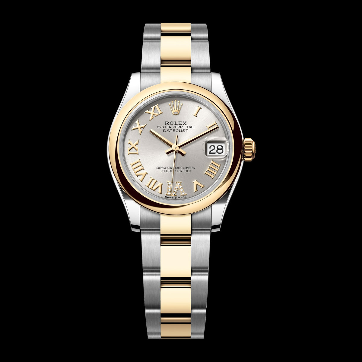 Rolex Datejust 31mm 278243-0003: Oystersteel & 18k Yellow Gold, Silver, Set with Diamonds Dial, Oyster Bracelet