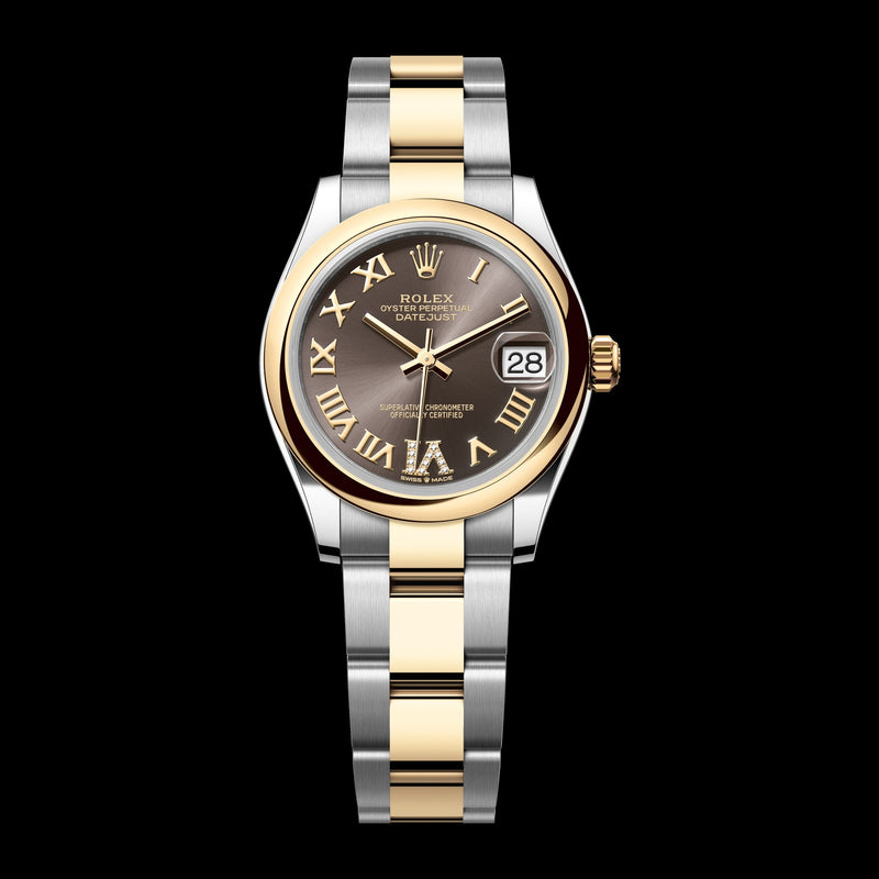 Rolex Datejust 31mm 278243-0017: Oystersteel & 18k Yellow Gold, Dark Grey, Set with Diamonds Dial, Oyster Bracelet