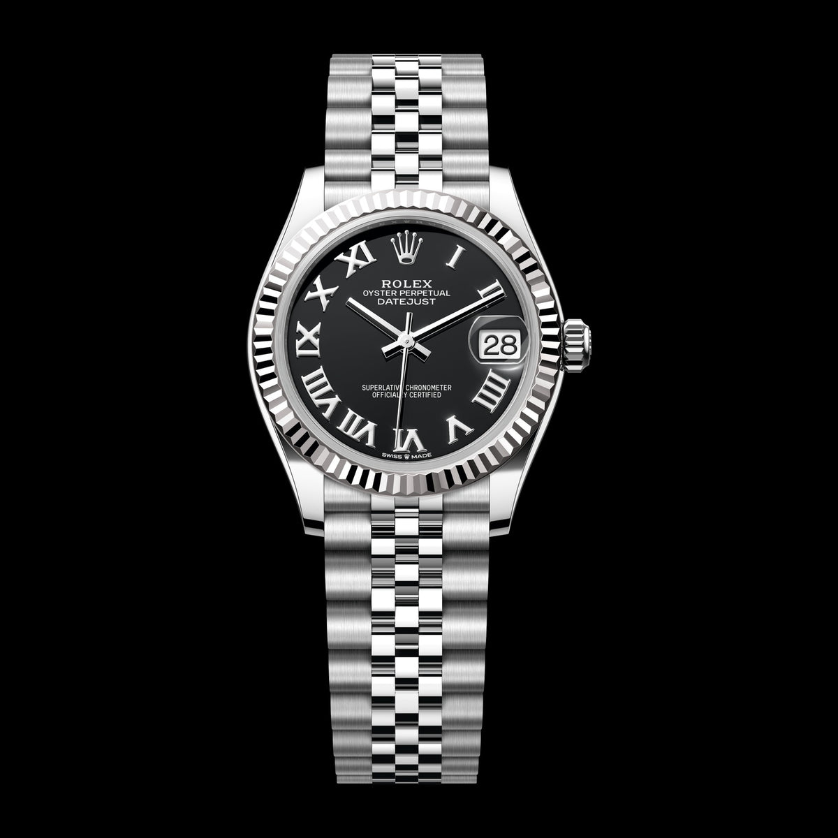 Rolex Datejust 31mm 278274-0002: Oystersteel & 18k White Gold, Bright Black Dial, Jubilee Bracelet