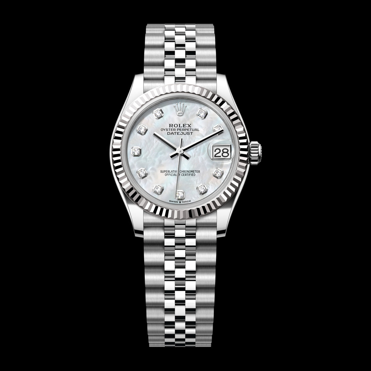 Rolex Datejust 31mm 278274-0006: Oystersteel & 18k White Gold, White Mother-of-Pearl, Set with Diamonds Dial, Jubilee Bracelet