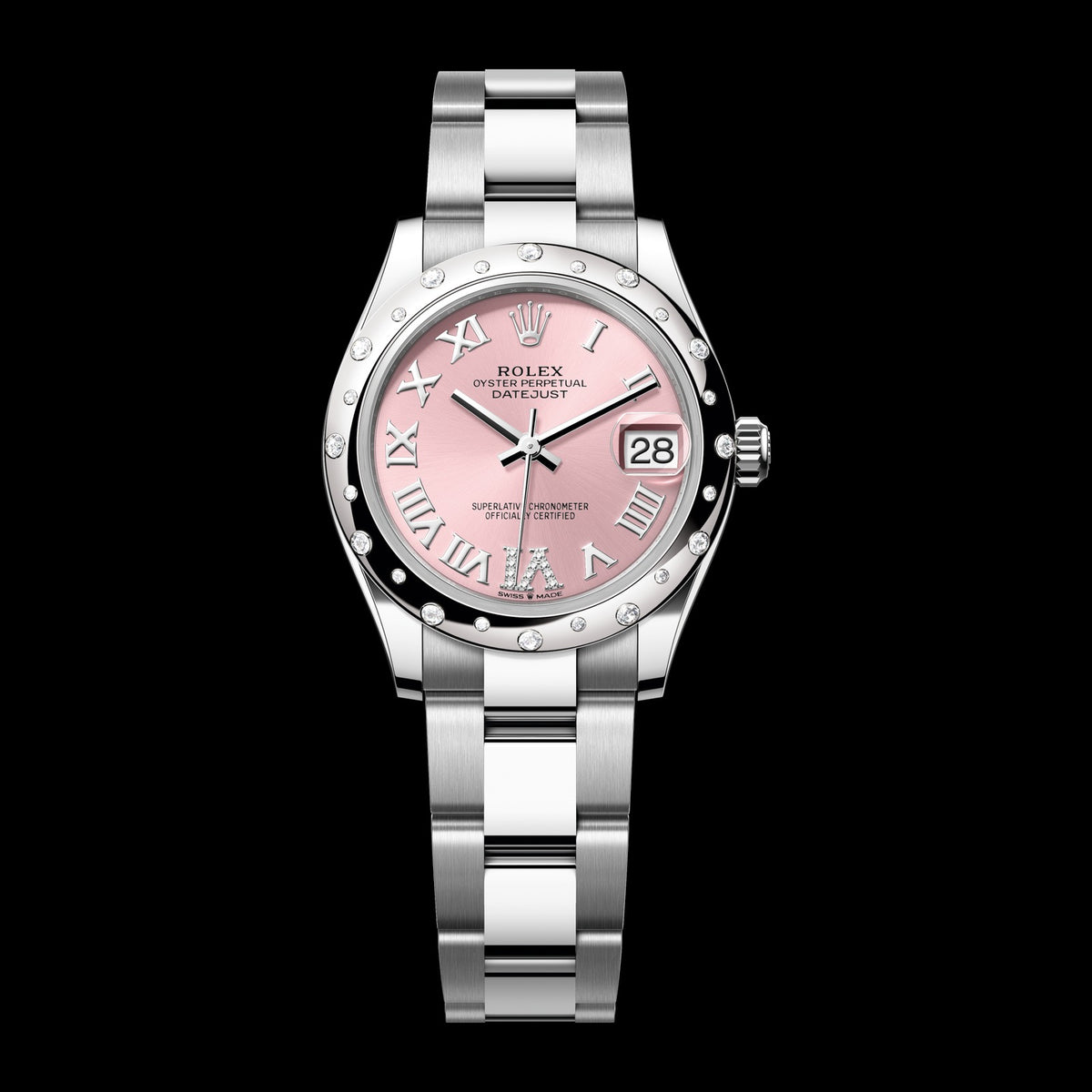 Rolex Datejust 31mm 278344RBR-0025: Oystersteel & 18k White Gold, Pink, Set with Diamonds Dial, Oyster Bracelet