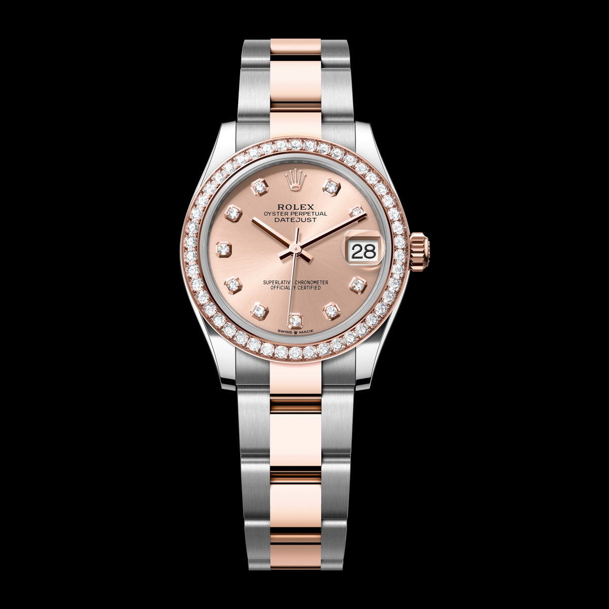 Rolex Datejust 31mm 278381RBR-0023: Oystersteel & 18k Everose Gold, Rosé, Set with Diamonds Dial, Oyster Bracelet