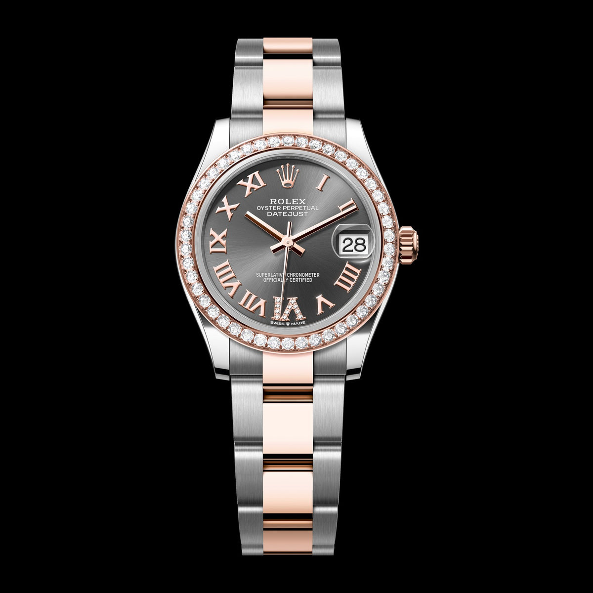 Rolex Datejust 31mm 278381RBR-0029: Oystersteel & 18k Everose Gold, Slate, Set with Diamonds Dial, Oyster Bracelet