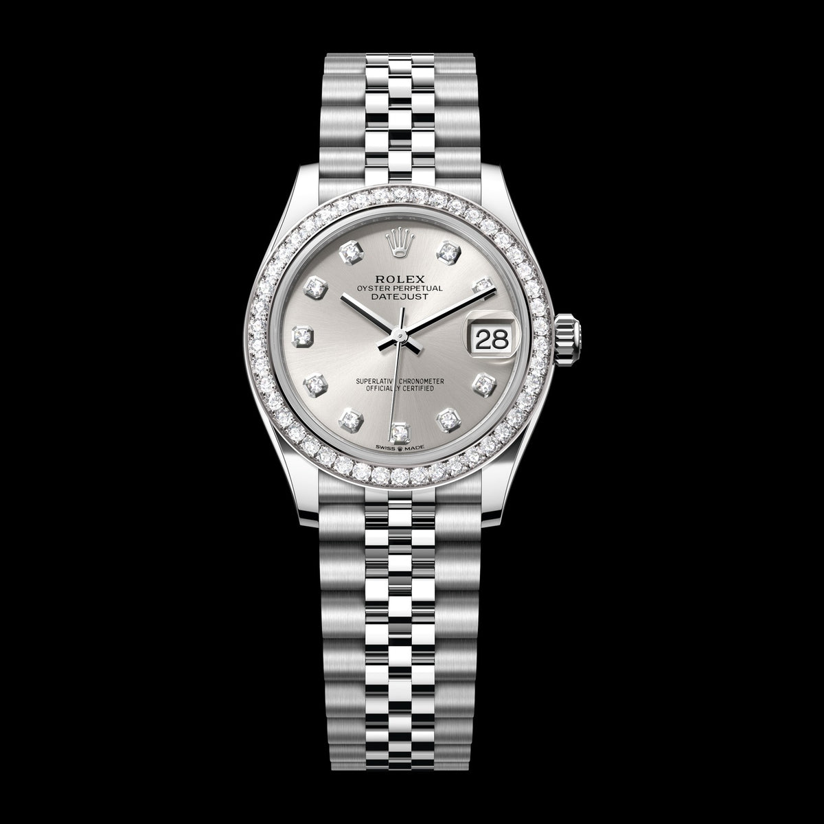 Rolex Datejust 31mm 278384RBR-0034: Oystersteel & White Gold, Silver, Set with Diamonds Dial, Jubilee Bracelet