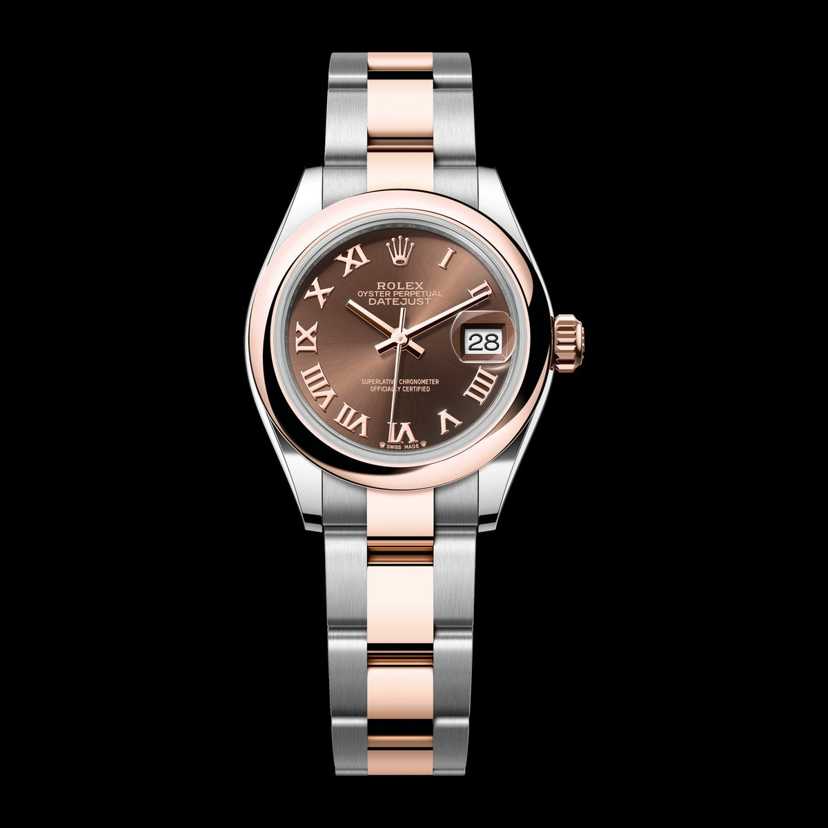 Rolex Lady-Datejust 28mm 279161-0010: Oystersteel & 18k Everose Gold, Chocolate Dial, Oyster Bracelet