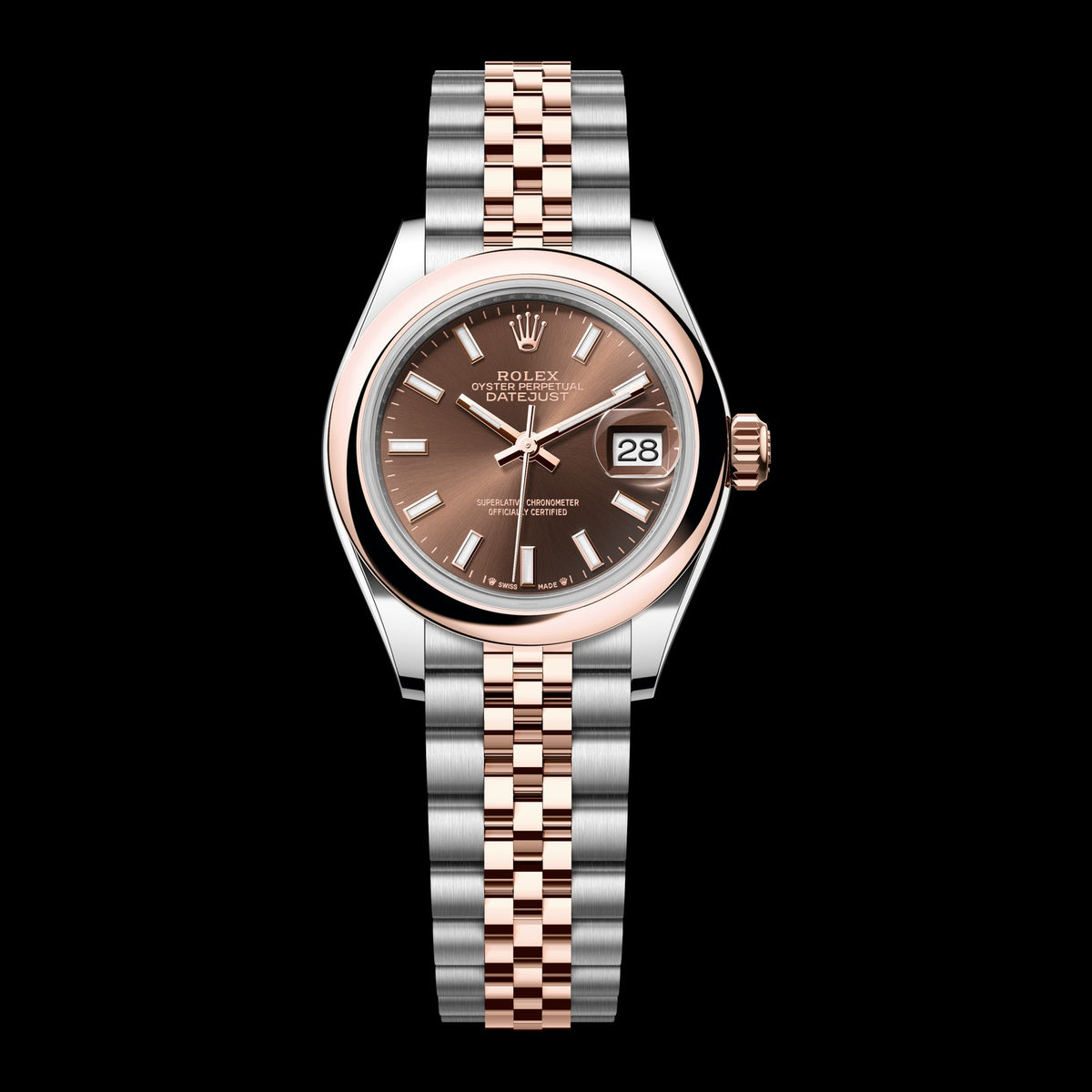 Rolex Lady-Datejust 28mm 279161-0017: Oystersteel & 18k Everose Gold, Chocolate Dial, Jubilee Bracelet