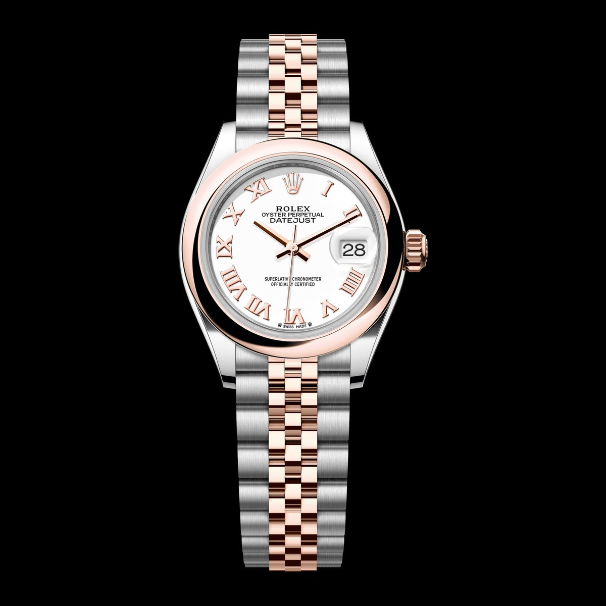 Rolex Lady-Datejust 28mm 279161-0021: Oystersteel & 18k Everose Gold, White Dial, Jubilee Bracelet