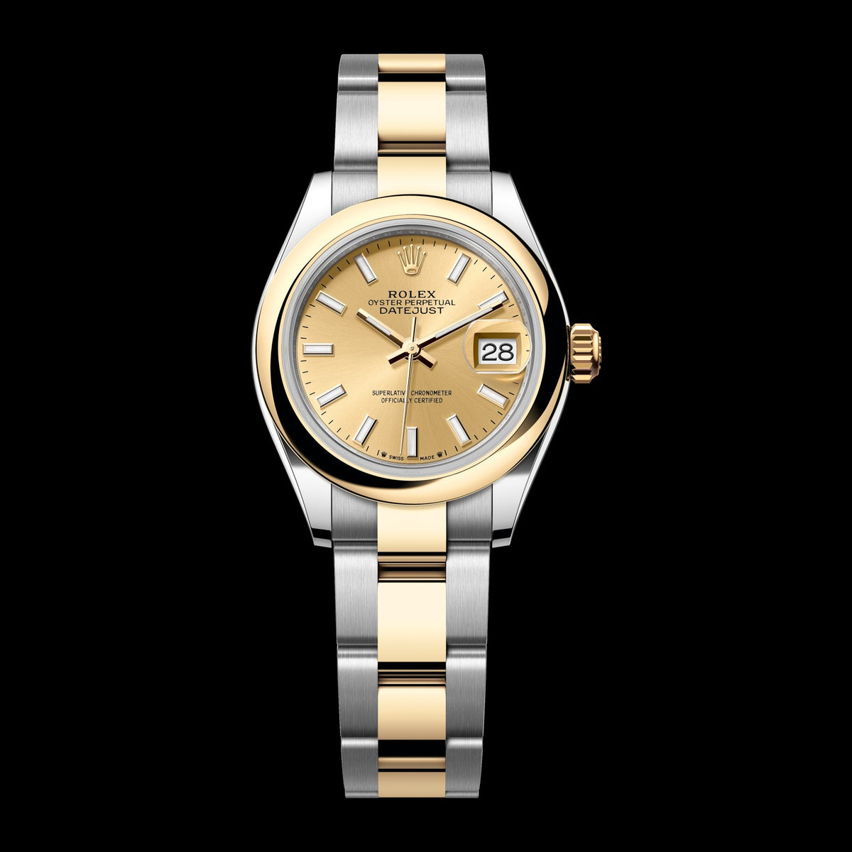 Rolex Lady-Datejust 28mm 279163-0002: Oystersteel & 18k Yellow Gold, Champagne Dial, Oyster Bracelet