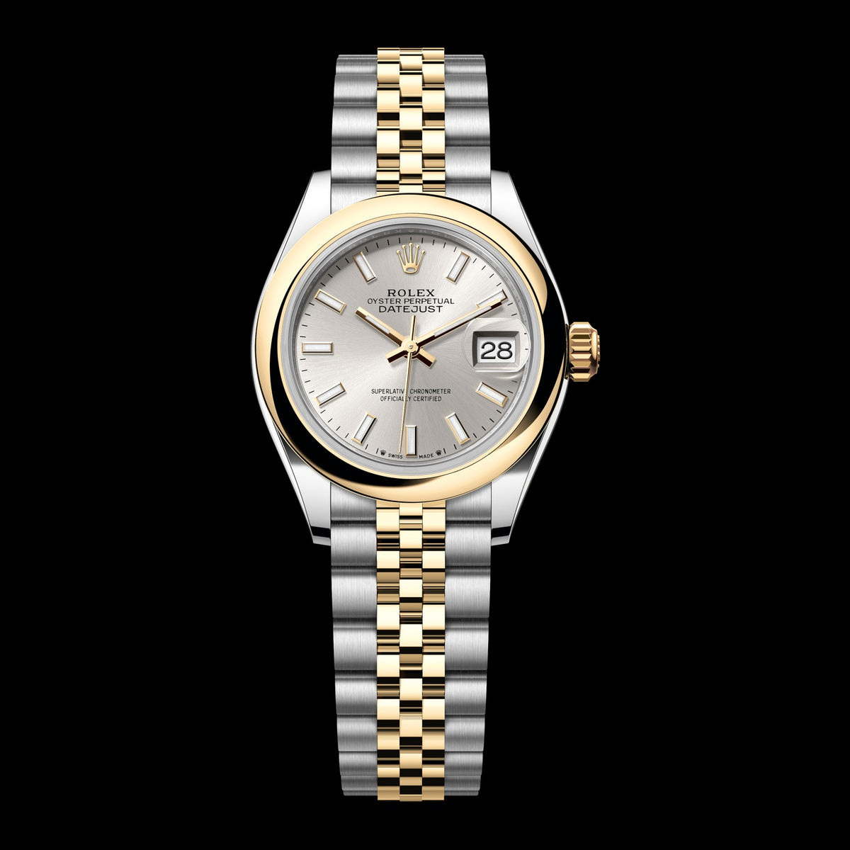 Rolex Lady-Datejust 28mm 279163-0019: Oystersteel & 18k Yellow Gold, Silver Dial, Jubilee Bracelet