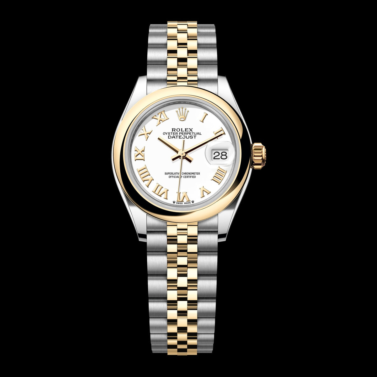 Rolex Lady-Datejust 28mm 279163-0023: Oystersteel & 18k Yellow Gold, White Dial, Jubilee Bracelet