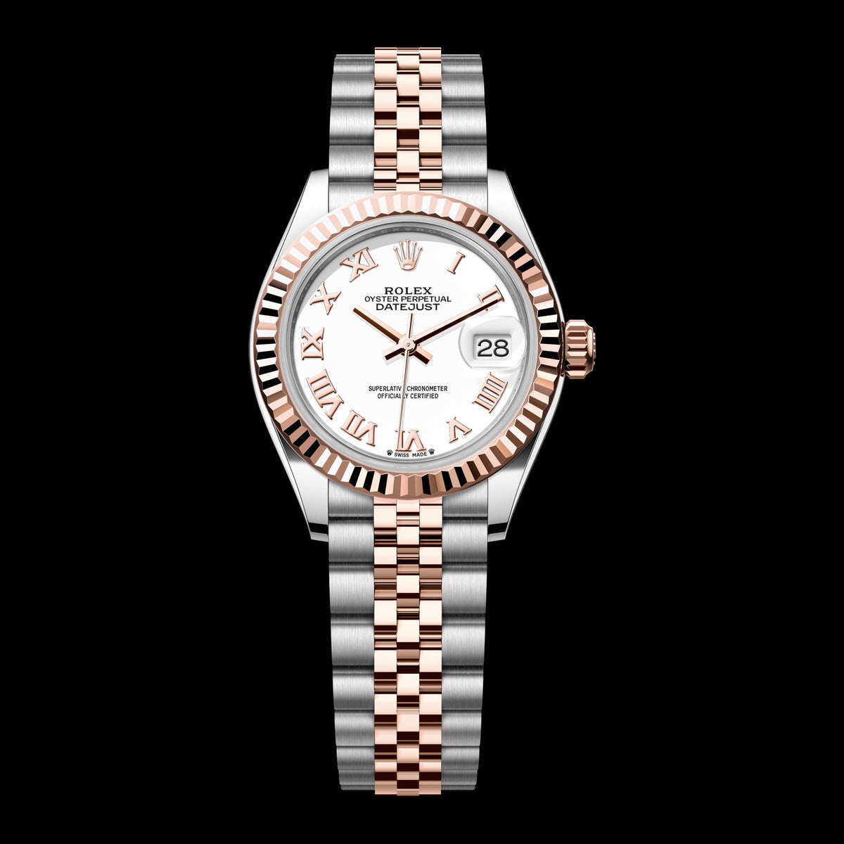 Rolex Lady-Datejust 28mm 279171-0021: Oystersteel & 18k Everose Gold, White Dial, Jubilee Bracelet