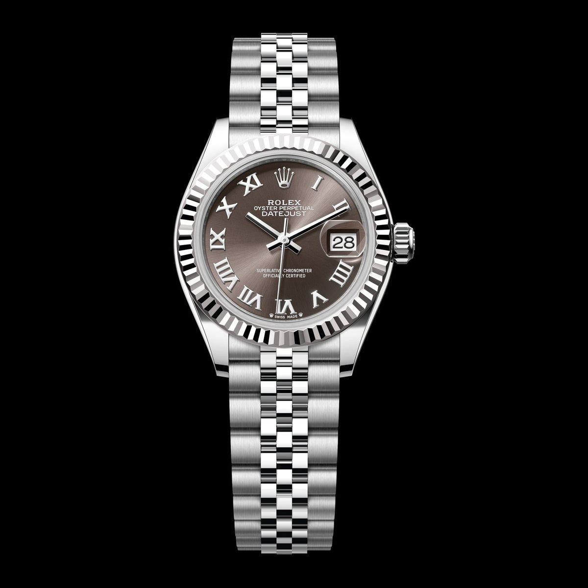 Rolex Lady-Datejust 28mm 279174-0013: Oystersteel & 18k White Gold, Dark Grey Dial, Jubilee Bracelet