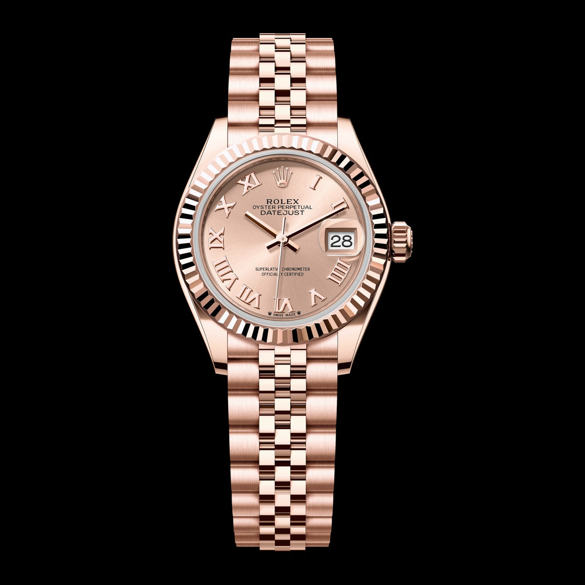 Rolex Lady-Datejust 28mm 279175-0028: 18k Everose Gold, Rosé Dial, Jubilee Bracelet