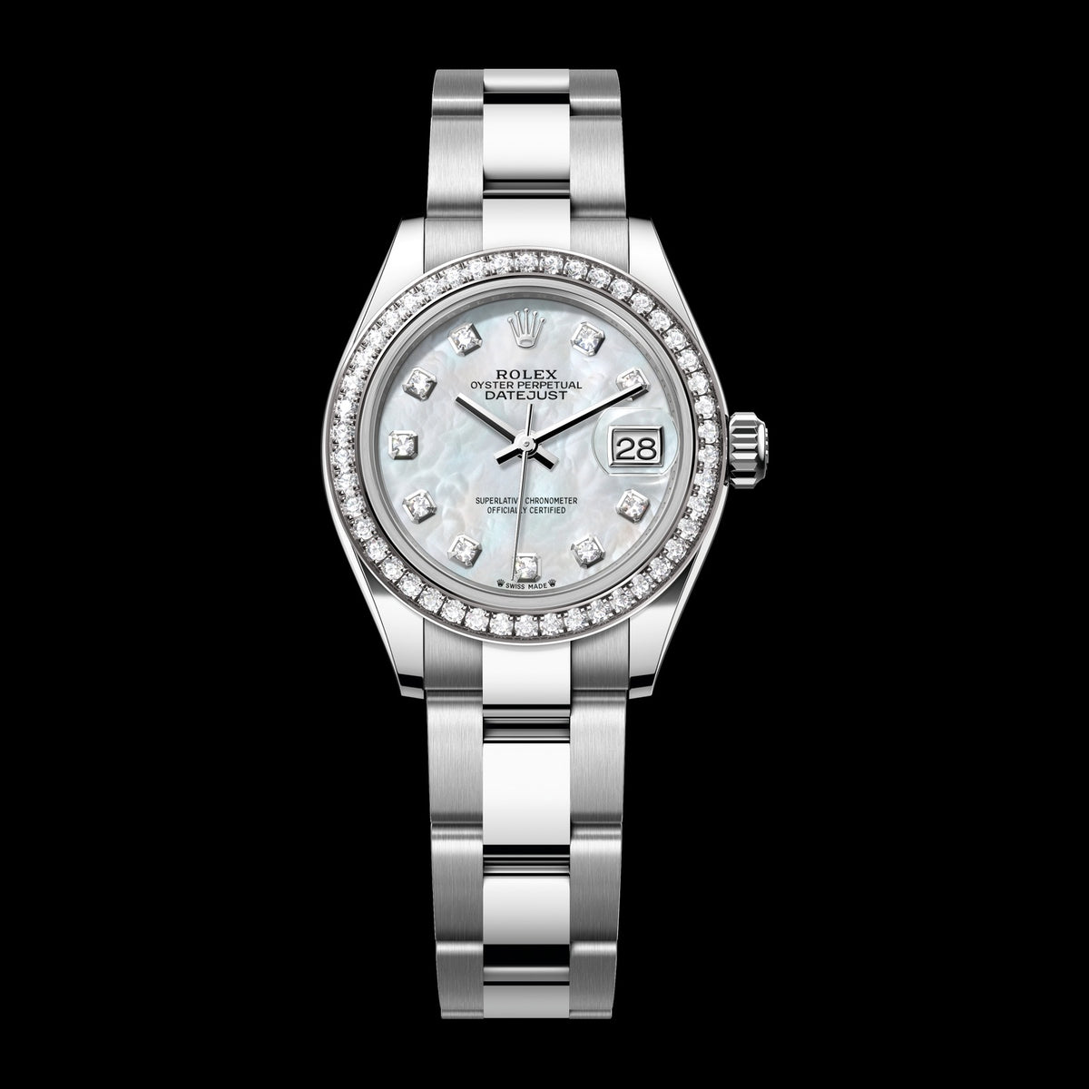Rolex Lady-Datejust 28mm 279384RBR-0012: Oystersteel & 18k White Gold, White Mother-of-Pearl, Set with Diamonds Dial, Oyster Bracelet