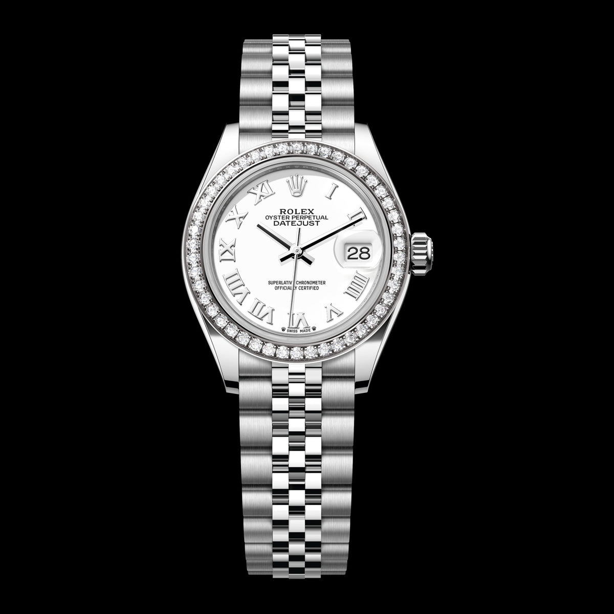 Rolex Lady-Datejust 28mm 279384RBR-0019: Oystersteel & 18k White Gold, White, Set with Diamonds Dial, Jubilee Bracelet