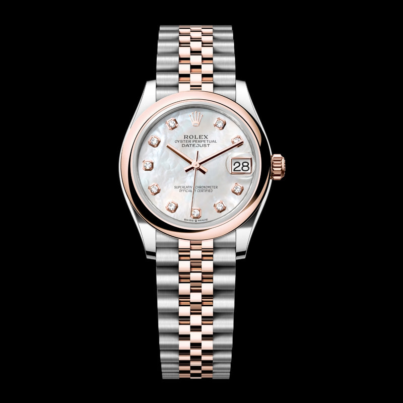 Rolex Datejust 31 278241-0026 Oystersteel & 18k Everose Gold White Mother-of-Pearl Diamond Dial Jubilee Bracelet