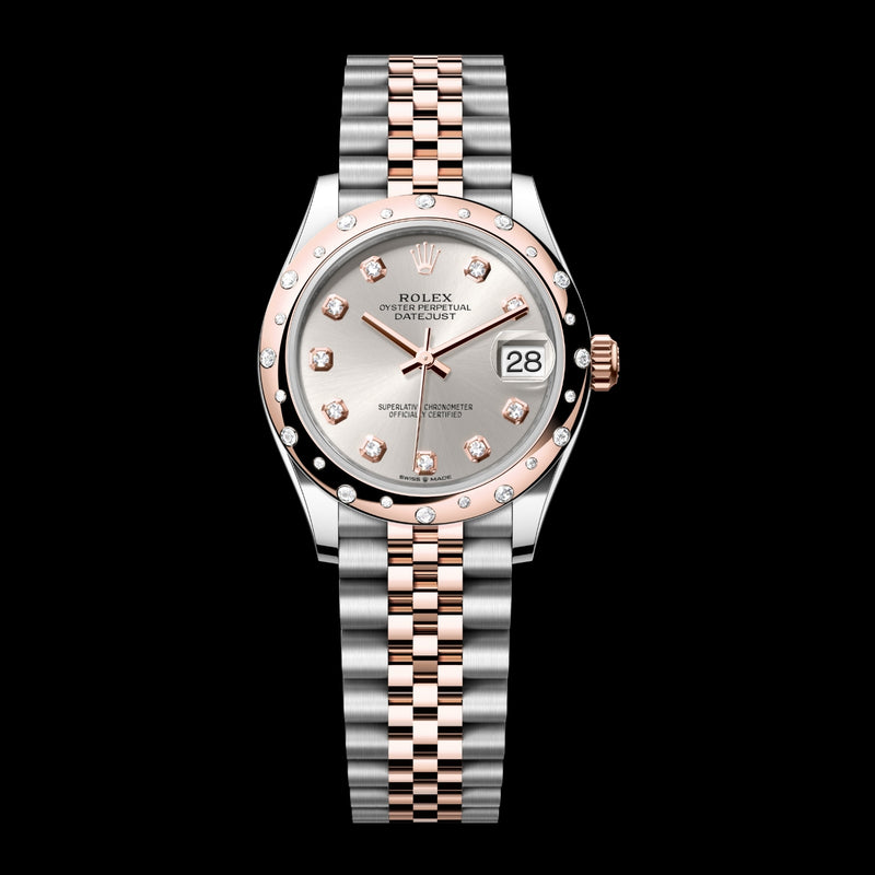 Rolex Datejust 31 278341RBR-0016 Oystersteel & 18k Everose Gold Silver Diamond Dial Jubilee Bracelet